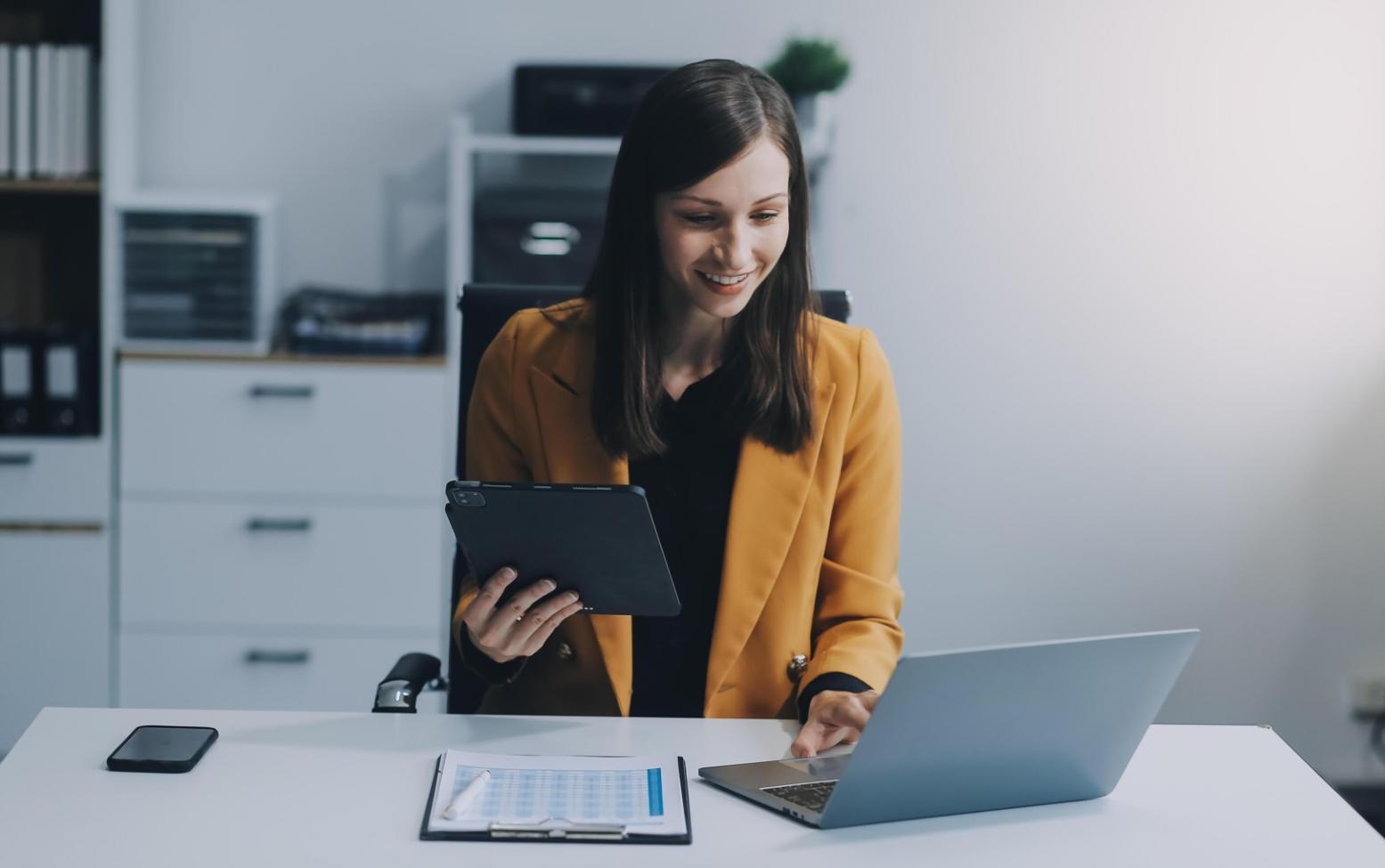 Financial professional preparing presentation materials